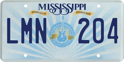 MS license plate LMN204