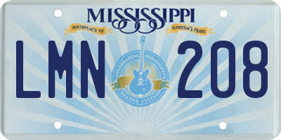 MS license plate LMN208