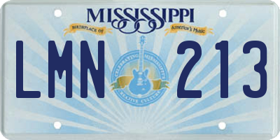 MS license plate LMN213