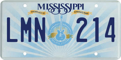 MS license plate LMN214