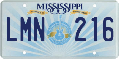 MS license plate LMN216