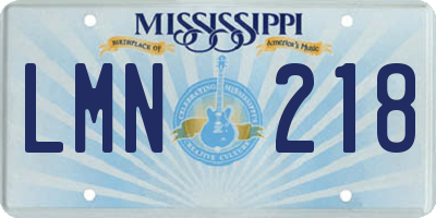 MS license plate LMN218