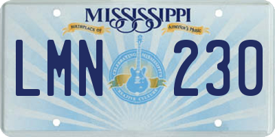 MS license plate LMN230