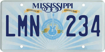 MS license plate LMN234