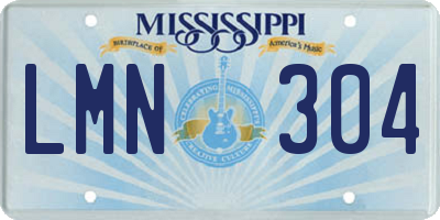MS license plate LMN304