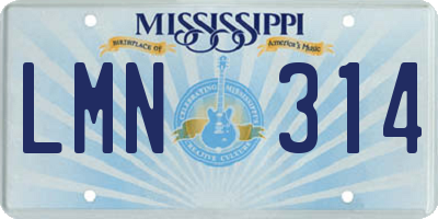 MS license plate LMN314