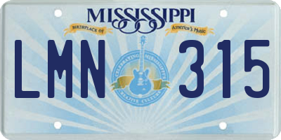 MS license plate LMN315