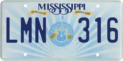 MS license plate LMN316