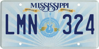 MS license plate LMN324