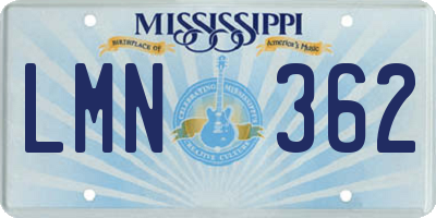 MS license plate LMN362