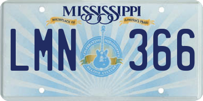 MS license plate LMN366