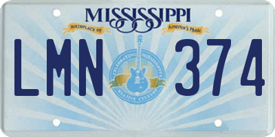 MS license plate LMN374