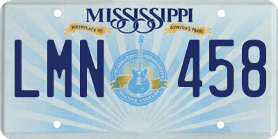 MS license plate LMN458