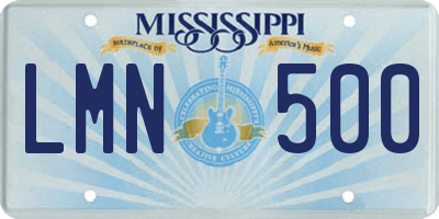 MS license plate LMN500