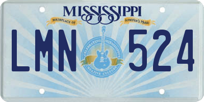 MS license plate LMN524