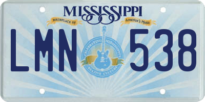 MS license plate LMN538