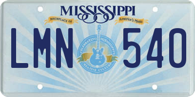MS license plate LMN540