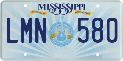 MS license plate LMN580