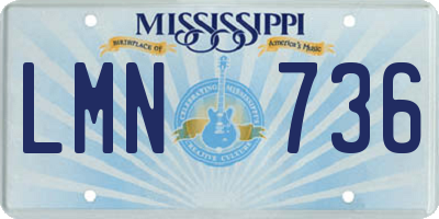 MS license plate LMN736