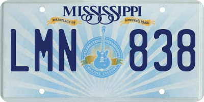 MS license plate LMN838