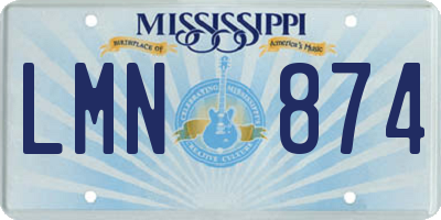 MS license plate LMN874