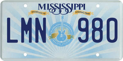 MS license plate LMN980