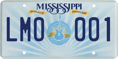 MS license plate LMO001