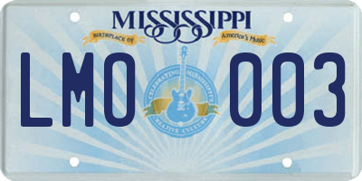 MS license plate LMO003