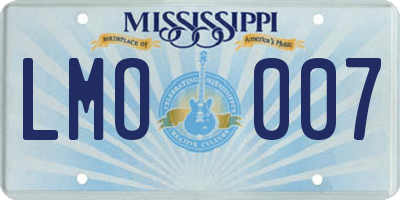 MS license plate LMO007