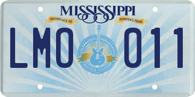MS license plate LMO011