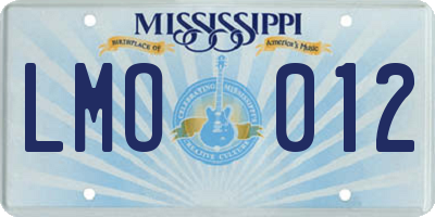 MS license plate LMO012