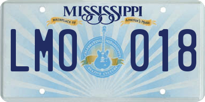 MS license plate LMO018