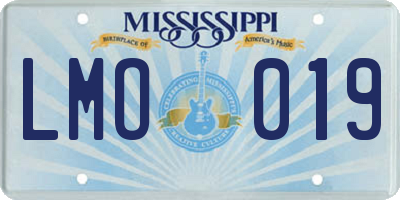 MS license plate LMO019