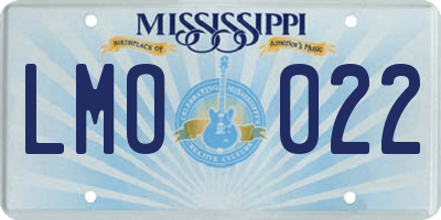 MS license plate LMO022