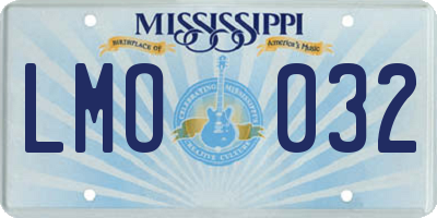 MS license plate LMO032