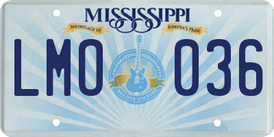 MS license plate LMO036