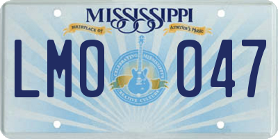 MS license plate LMO047