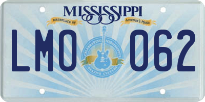 MS license plate LMO062