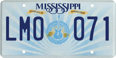 MS license plate LMO071
