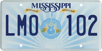 MS license plate LMO102