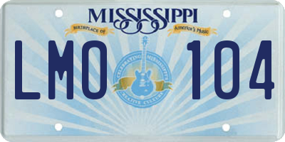 MS license plate LMO104