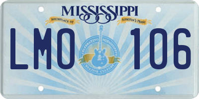 MS license plate LMO106
