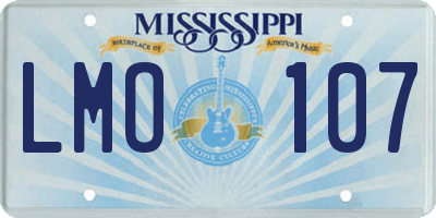 MS license plate LMO107