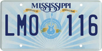 MS license plate LMO116