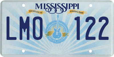 MS license plate LMO122