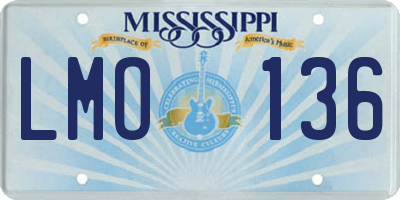 MS license plate LMO136
