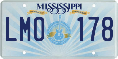 MS license plate LMO178