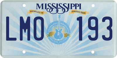 MS license plate LMO193