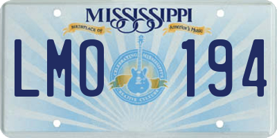 MS license plate LMO194