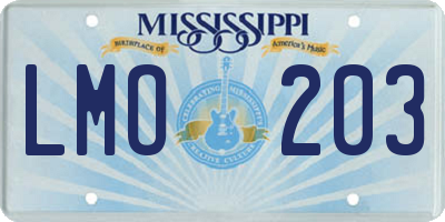 MS license plate LMO203